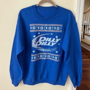 Bud Light Dilly Dilly Holiday Sweater Royal Blue Graphic Pullover Sweatshirt